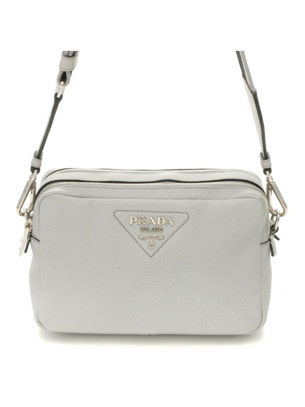 Prada Vitello Daino Small Shoulder Bag Gray Leather